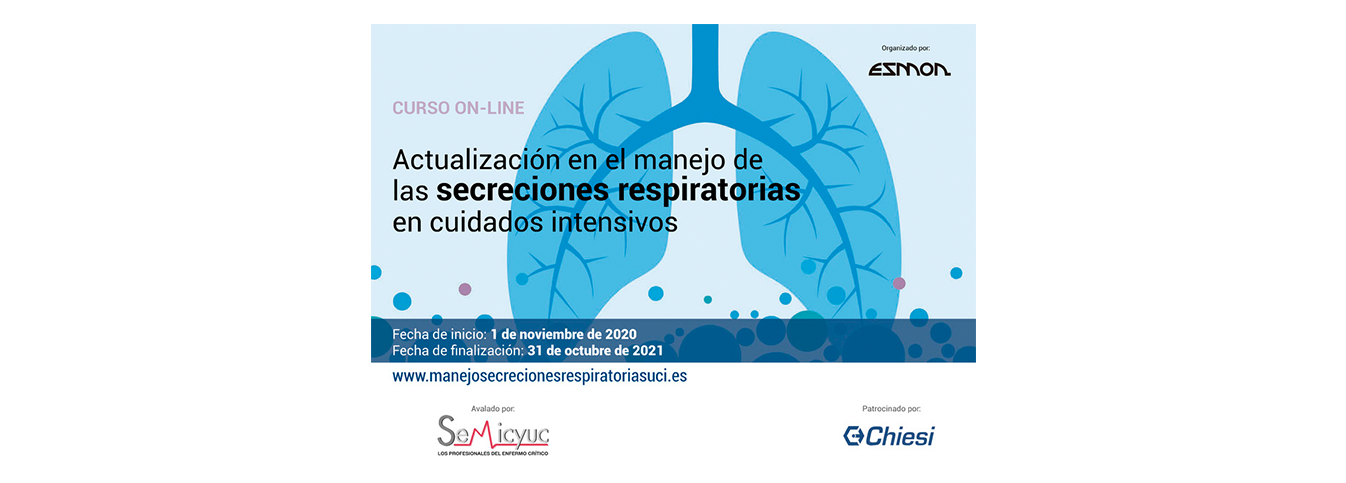 póster del curso online sobre el manejo de las secreciones respiratorias en cuidados intensivos.